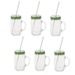 Sunshine&#x20;Mason&#x20;Co.&#x20;Glass&#x20;Mason&#x20;Jar&#x20;Drinking&#x20;Mug&#x20;set&#x20;with&#x20;handle,&#x20;Green&#x20;Gingham&#x20;lids&#x20;and&#x20;White&#x20;Straws,&#x20;Set&#x20;of&#x20;6