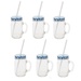 Sunshine Mason Co. Glass Mason Jar Drinking Mug set with handle, Blue Gingham lids and White Straws, Set of 6