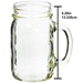 Sunshine Mason Co. Glass Mason Jar Drinking Mug set with handle, Blue Gingham lids and White Straws, Set of 6