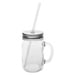 Sunshine Mason Co. Glass Mason Jar Drinking Mug set with handle, Silver lids and  Clear Straws, Set of 6