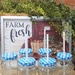 Sunshine Mason Co. Glass Mason Jar set with Blue Gingham lids and White Straws, Set of 6