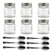 Sunshine Mason Co. Mini Mason Jar Shot Glasses with Metal Lid 2 Oz with Dessert Spoons, 6 Pieces