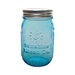Sunshine Mason Co. Pint Regular Mouth Glass Mason Jars Vintage Blue Color with Silver Lids 6 Pack