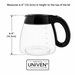 Univen 12 Cup Glass Coffee Maker Carafe replacement for Mr. Coffee IDS13