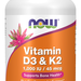 Now Foods Vitamin D + K2 (1000iu Vitamin D3 + 45mcg Vitamin K2) - 240 Capsules