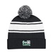 Two-Tone Knit Pom Beanie with Cuff - Embroidered