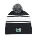 Two-Tone Knit Pom Beanie with Cuff - Embroidered