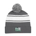 Two-Tone Knit Pom Beanie with Cuff - Embroidered