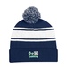 Two-Tone Knit Pom Beanie with Cuff - Embroidered
