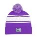 Two-Tone Knit Pom Beanie with Cuff - Embroidered