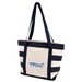 Striped Accent Boat Tote-Embroidered