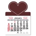 Adhesive Peel-N-Stick Heart Shape 2026 Calendars