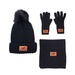 Leeman Three-Piece Rib Knit Fur Pom Winter Set