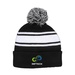 Knit Beanie With Pom Pom - Embroidered