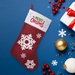 18" Red Snowflake Christmas Stocking with White Trim