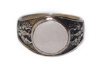 925pf Silver Polish White Eagle Ring, Blank Face