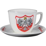 Ceramic Tea Cup & Round Saucer - Polish Eagle Emblem