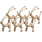 Christmas Straw Figures - Set of 6 Reindeer, 2.4 inches