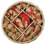 Christmas Straw Ornaments - Set of 46 pieces & Wicker Basket