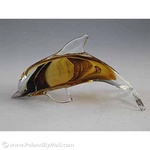 Glass Sculpture - Dolphin, Natural Coloring, 7 inches Tall