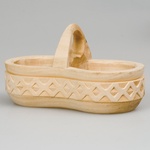 Hand Carved Wooden Condiment Container, 6" L