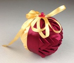 Handmade Ribbon Ball, Burgundy-Gold