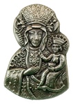 Lapel Pin - Our Lady of Czestochowa, Antique Silver