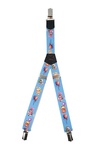 Patterned Kid's Clip Suspenders - Blue Animal Party