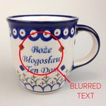 Polish Pottery 12oz Mug - BOZE BLOGOSLAW, GOD BLESS