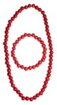 Polish Wooden Bead Necklace and Bracelet Set - Red