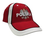 Red Baseball Cap - POLSKA on White Eagle