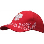 Red Baseball Cap - Silver Ealge & White POLSKA Outline