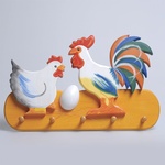 Rooster & Hen Large Coat Hanger