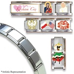 Set of 7 Italian Charms + 18 Link Polished Finish Bracelet
