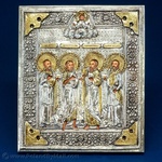 Silver Plated Icon - Four Saints #1