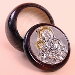 Silver Plated Round Rosary Box - St. Joseph