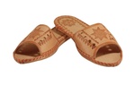 Women's Open Toe Thick Leather Slippers - Star Motif