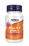 Now Foods Vitamin D+MK-7 Mega D-3 (5000iu) & MK-7 (180mcg) - 60 Capsules