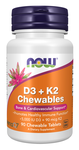 Now Foods Vitamin D + K2 (5000iu Vitamin D3 + 90mcg Vitamin K2) - 90 Chewable Tablets