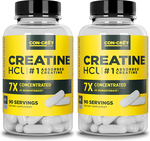 CON-CRET Creatine HCl Capsule Bottles - 180 Capsules (2 x 90 Capsule Bottles) *New Larger Size TWINPACK