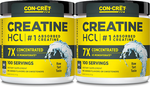 CON-CRET Creatine HCl Powder Raw Unflavored - 200 Servings (2 x 100 Serving Btls)  *New Larger Size TWINPACK