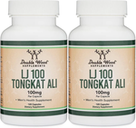 Double Wood Supplements LJ100 Tongkat Ali Extract 100 Mg - 2 x 120 Capsule Bottles TWINPACK