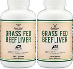 Double Wood Supplements Grass Fed Beef Liver - 2 x 180 Capsule Bottles TWINPACK