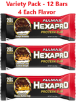 AllMax Hexapro Protein Bars  Variety Pack - 12 Bars (4 each flavor)