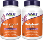 Now Foods Melatonin 3 Mg - 2 x 180 Capsule Bottles TWINPACK