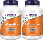Now Foods L-Carnitine 1000 Mg (Carnipure L-Carnitine Tartrate) - 2 x 100 Tablet Bottles TWINPACK