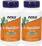 Now Foods L-OptiZinc 30 Mg - 2 x 100 Veg Capsule Bottles TWINPACK