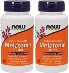 Now Foods Melatonin 10 Mg Extra Strength - 2 x 100 Capsule Bottles TWINPACK