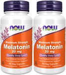 Now Foods Melatonin 20 mg - 2 x 90 Capsule Bottles TWINPACK