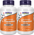 Now Foods L-Theanine 200 Mg - 2 x 120 Veg Capsule Bottles TWINPACK